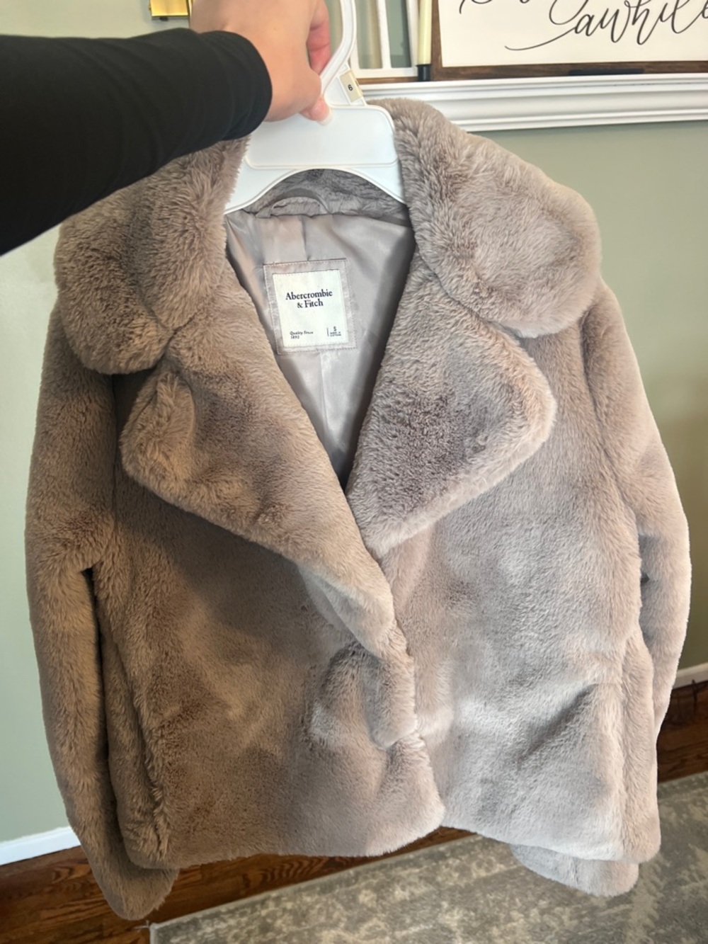 Abercrombie & Fitch Taupe Faux-Fur Teddy Jacket